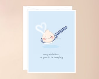 Congratulations on Your Little Dumpling Baby Card | cute baby card, baby card pun, dumpling card, bao card, new baby, baby shower, birth