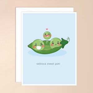 de bienvenue de bébé pois de senteur - Bleu | jolie carte de bébé, jeu de mots, carte de pois, carte de bao, nouveau bébé, baby shower, naissance, carte de bébé garçon