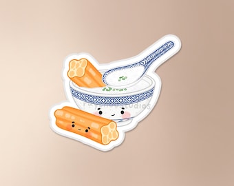 Congee Sticker | cute congee sticker, food sticker, waterproof sticker,cute food sticker, kawaii congee, congee drawing, jook, rice porridge