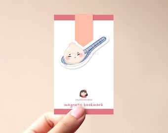 Soup Dumpling Magnetic Bookmark | cute asian food, kawaii, cute book mark, gift for book lovers, aesthetic, food bookmark, dumpling bookmark