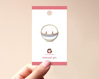 Rice Bowl Enamel Pin | rice enamel pin, rice lover gift, cute rice pin, rice pin, kawaii enamel pin, cute pin, cute gift, asian inspired pin