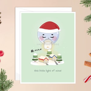 Cette petite carte de Noël Light of Mine | carte de Noël nature, lune kawaii, lune mignonne, jolie carte de vacances, jolie carte de Noël, adorable