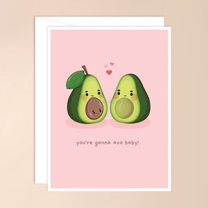 Carte de voeux You're Gonna Avo - Rose | jolie carte de bébé, jeu de mots, carte d'avocat, carte de bao, nouveau bébé, fête de naissance, carte de naissance, carte de bébé fille
