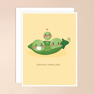 de bébé pois de senteur de bienvenue - Neutre | jolie carte de bébé, jeu de mots, carte de pois, carte de bao, nouveau bébé, baby shower, naissance, carte de bébé rigolote