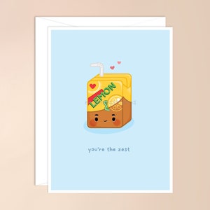 Vous êtes le zeste Carte de vœux | jolie carte d'inspiration asiatique, jeu de mots asiatique, jeu de mots asiatique, carte de boisson asiatique drôle, kawaii, carte de boisson au thé au citron