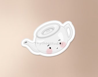Naklejka na czajniczek | naklejka na herbatę, naklejka na dimsum, naklejka azjatycka, naklejka na azjatyckie jedzenie, naklejka na jedzenie, słodka wodoodporna naklejka winylowa, yum cha