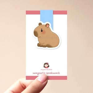 Capybara Magnetic Bookmark | cute capybara, kawaii, cute book mark, gift for book lovers, aesthetic, animal bookmark, capybara bookmark
