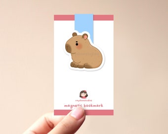 Capybara Magnetic Bookmark | cute capybara, kawaii, cute book mark, gift for book lovers, aesthetic, animal bookmark, capybara bookmark