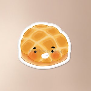 Pineapple Bun Sticker | bolo bao sticker, asian bakery sticker, asian food sticker, food sticker, cute waterproof vinyl sticker, chinese