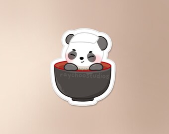 Chooby x Miso Soup Pegatina / pegatina de sushi, pegatina de panda, pegatina asiática, pegatina de comida asiática, pegatina de comida, linda pegatina de vinilo impermeable