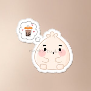 Chewy x Boba Pensez autocollant | autocollant boba, autocollant asiatique, autocollant alimentaire asiatique, autocollant boulette, autocollant imperméable à l’eau, autocollant alimentaire en vinyle mignon