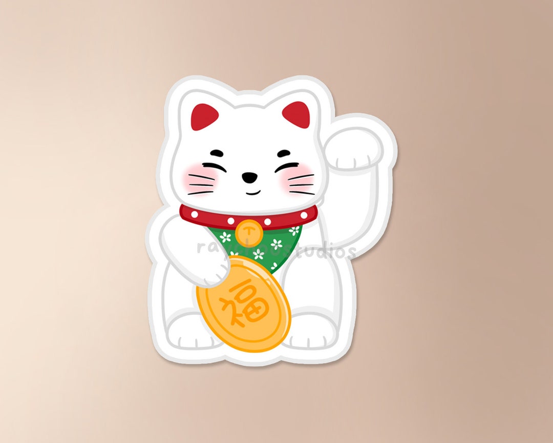 Lucky Cat Sticker | Cute Cat Sticker, Asian Sticker, Waterproof Sticker ...