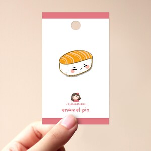 Salmon Nigiri Enamel Pin | japanese enamel pin, sushi lover gift, cute sushi pin, sushi pin, kawaii enamel pin, cute pin, sushi enamel pin