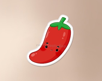 Chili Pepper Sticker | cute chili pepper sticker, food sticker, waterproof sticker, cute food sticker, kawaii chili, hot pepper chili