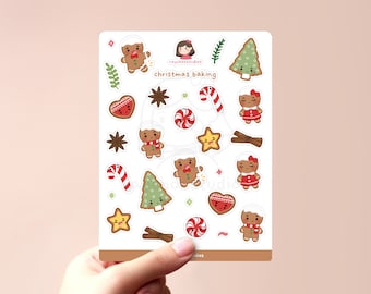 Christmas Baking Sticker Sheet | illustrated christmas stickers, cute gingerbread sticker sheet, holiday sticker sheet, festive xmas sticker