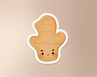 Ginger Sticker | cute ginger sticker, food sticker, waterproof sticker, cute food sticker, kawaii ginger ginger sticker, ginseng, ginger