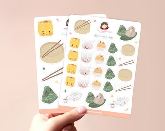 Dimsum Sticker Sheets | planner stickers bullet journal bujo kawaii sticker sheet cute chinese asian food yummy illustrated