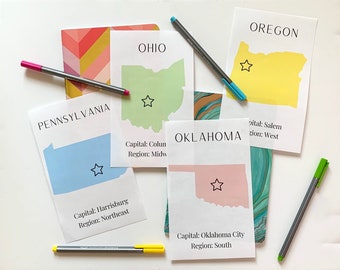 50 States of the United States Flashcards~ Printable