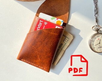 Minimalist Slim Wallet Card Holder PDF pattern DIY Leather Wallet PDF pattern