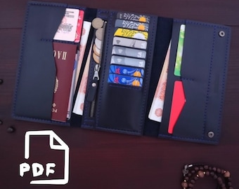Trifold Pasport Long Wallet Pdf Pattern DIY A4 pattern long wallet pattern wallet pattern travel wallet