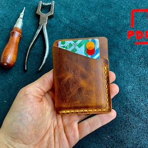 Portacarte in pelle modello PDF fai da te A4 Portafoglio modello in pelle fatto a mano