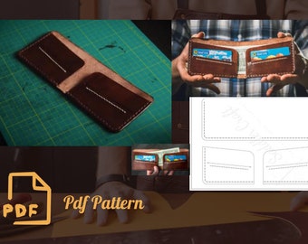 Leather wallet card holder easy pattern DIY A4 pdf pattern leathercardholderpdf Easy pdf pattern card holder