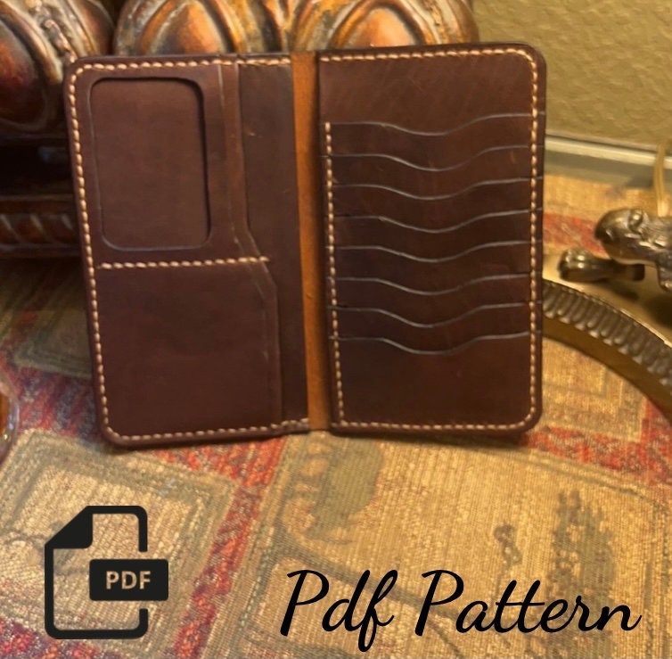 Leather wallet pdf pattern long wallet pdf pattern DIY PDF A4 pattern Long