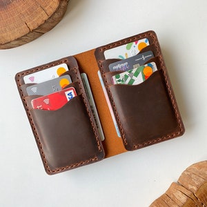 Cartera Vertical Hecha a Mano en Piel Genuina con Compartimento para Dinero XL - Tan Premium Vertical Wallet