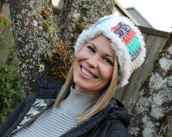 Cascade Ear Warmer / Ear Warmer / Headband / Head Band / Earmuff / Ear muff / Faux Fur / Fur / Cold Weather / Messy Bun