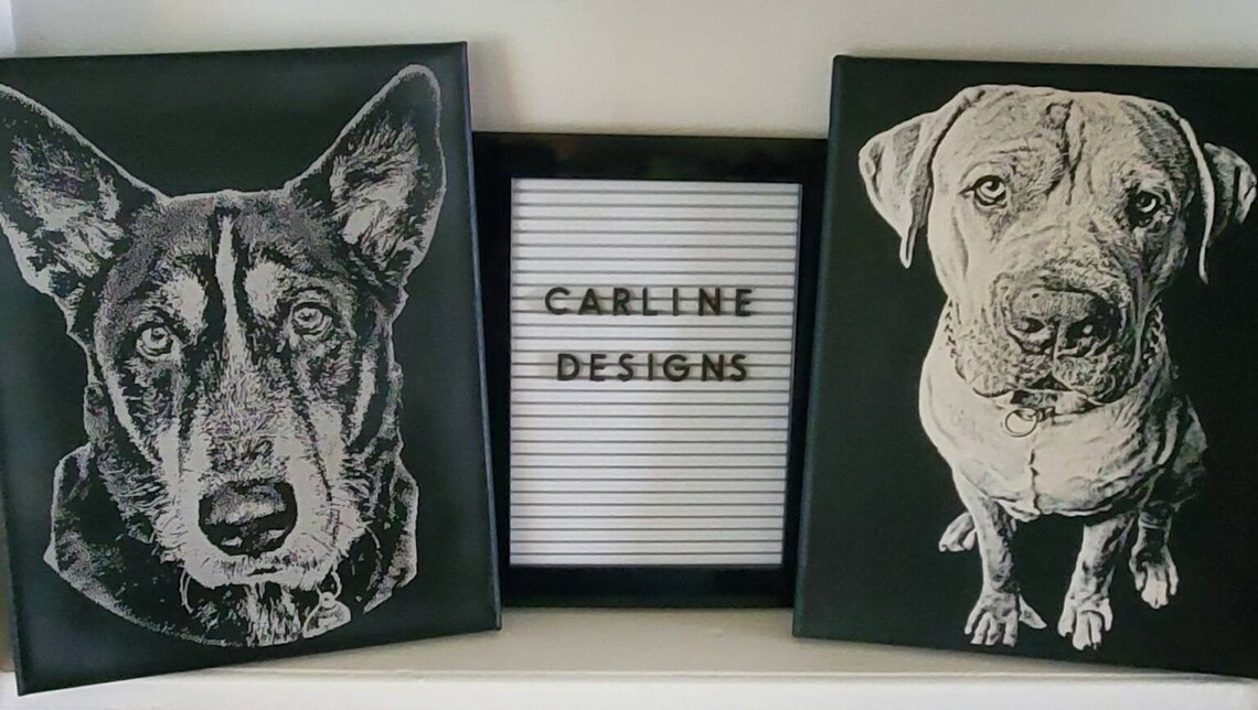 Laser Engraved Pet Photos on Canvas Etsy