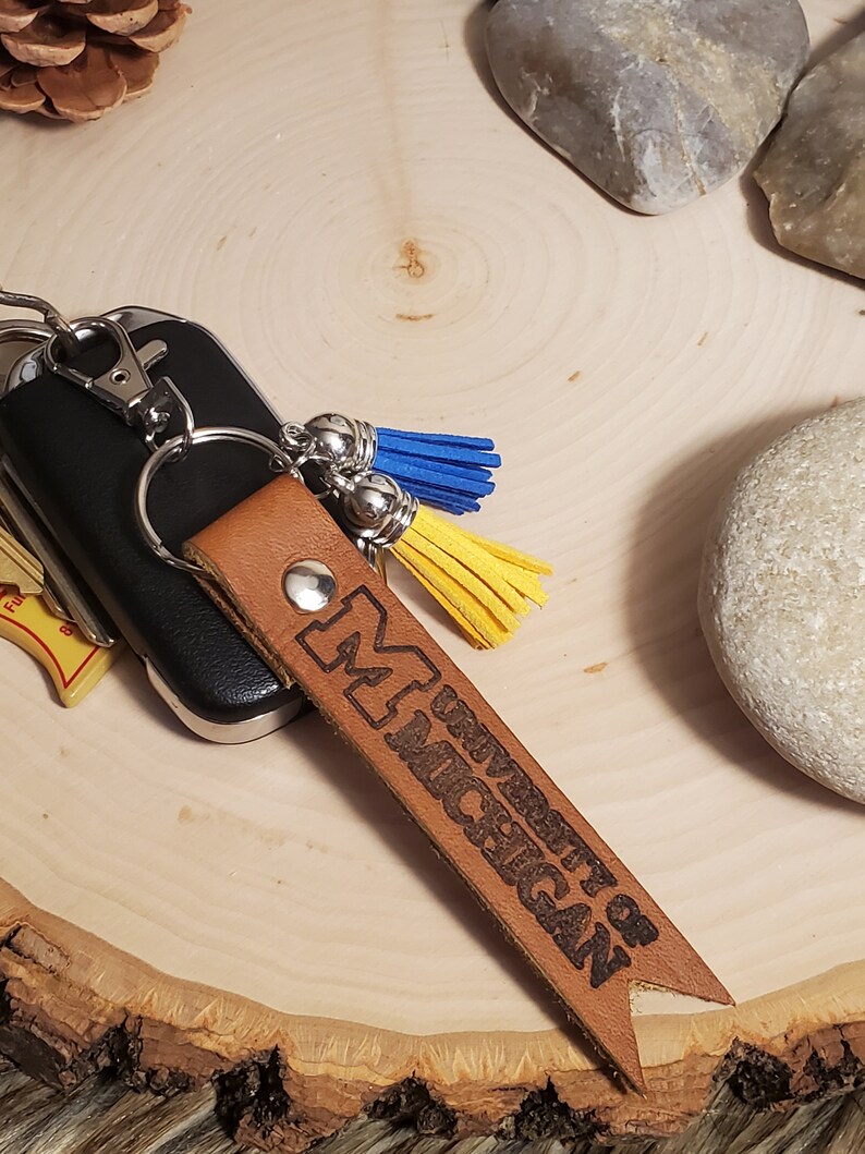University of Michigan leather keychain