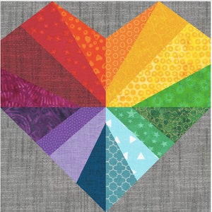 FPP - Rainbow Heart Quilt Block