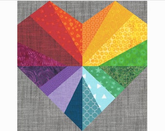 FPP - Rainbow Heart Quilt Block