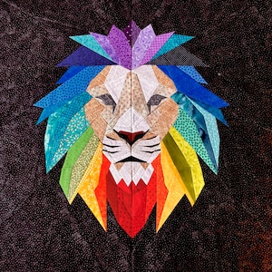 FPP - Rainbow Lion Head Quilt Block - Foundation Paper Piece