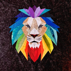 FPP - Rainbow Lion Head Quilt Block - Foundation Paper Piece