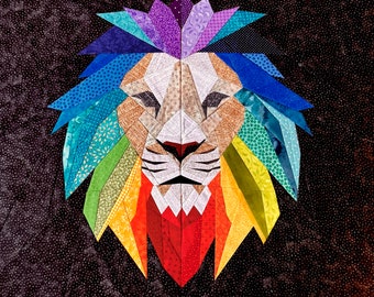 FPP - Bloc de courtepointe tête de lion arc-en-ciel - Morceau de papier de base