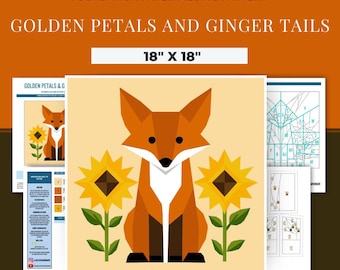 FPP - "Golden Petals & Ginger Tails" - Foundation Paper Piece Pattern
