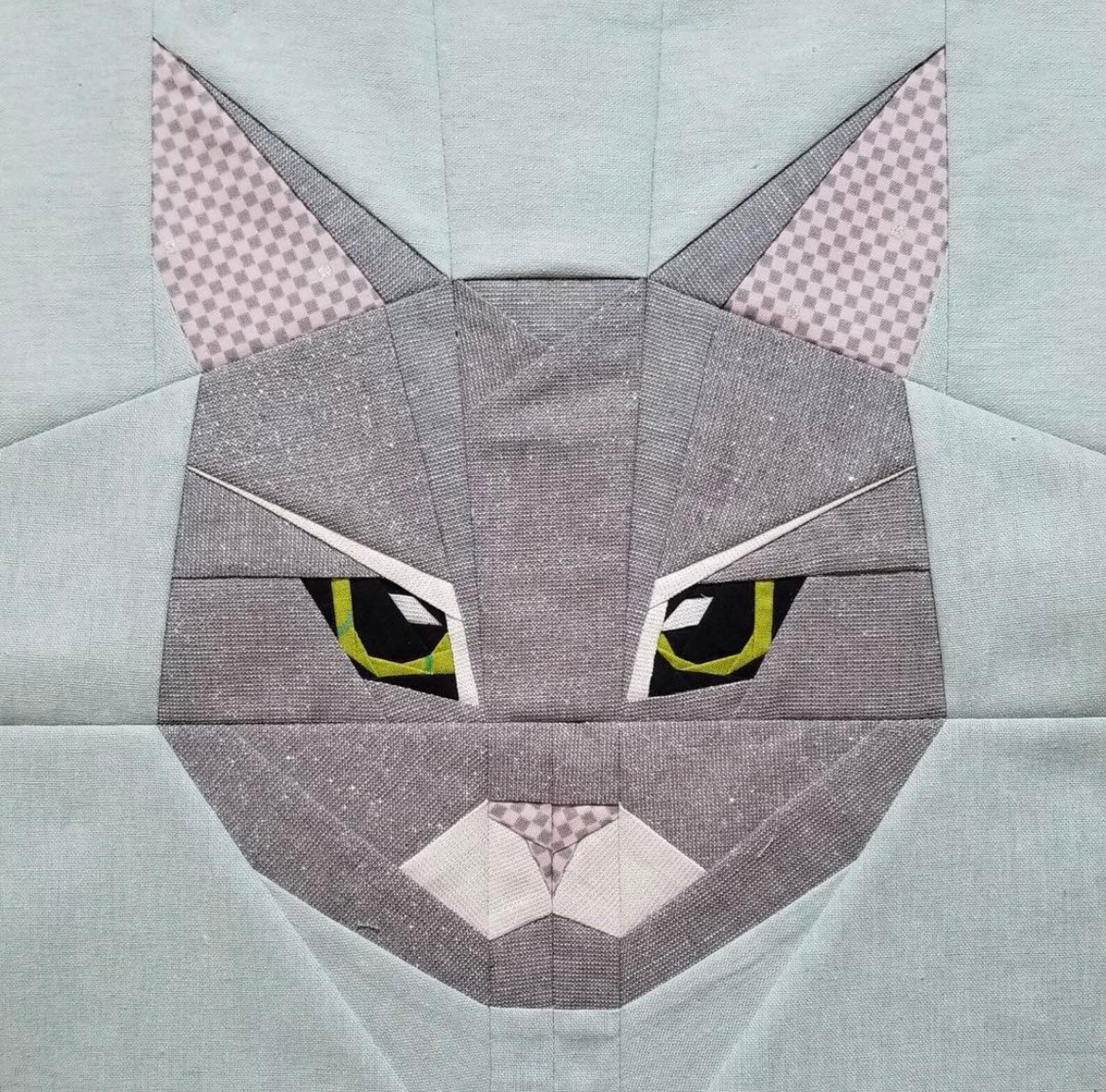 FPP Cat Face Quilt Block Etsy