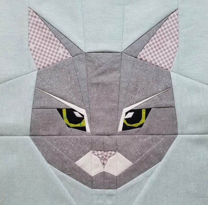 FPP Cat Face Quilt Block Etsy
