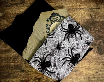 Tarot Card Pouch - Gray Spiders