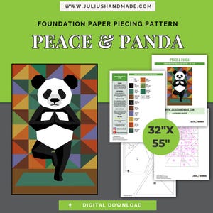 &quot;FPP - &quot;&quot;Peace & Panda&quot;&quot; - Foundation Paper Piece Pattern.&quot;