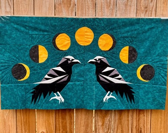 FPP - Crows and Moon Phases Quilt Block - Foundation Paper Piece