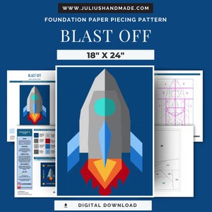 FPP - "Blast Off" - Rocket Ship Baby Quilt - Foundation Paper Pieced