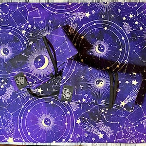 Tarot Card Pouch - Purple Galaxy Yin Yang Moons