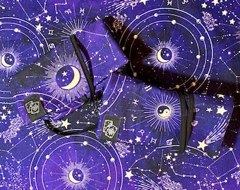 Tarot Card Pouch - Purple Galaxy Yin Yang Moons