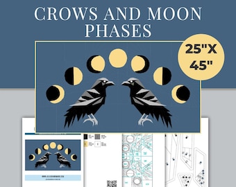 FPP - Crows and Moon Phases Quilt Block - Foundation Paper Piece