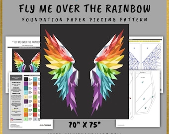 FPP - Fly Me Over The Rainbow - Angel Wings Quilt Block - Foundation Paper Piece Pattern