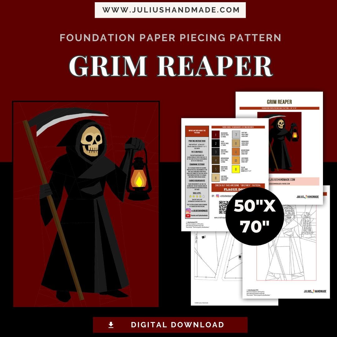 FPP - Grim Reaper - Foundation Paper Piece Pattern - Etsy