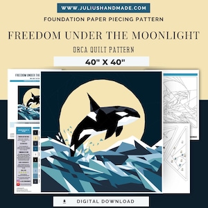 FPP - Freedom Under The Moonlight - Orca Quilt - Foundation Paper Piece Pattern
