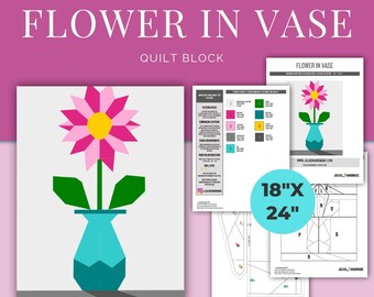 FPP - Flower in Vase - Foundation Paper Pieced Quilt Block